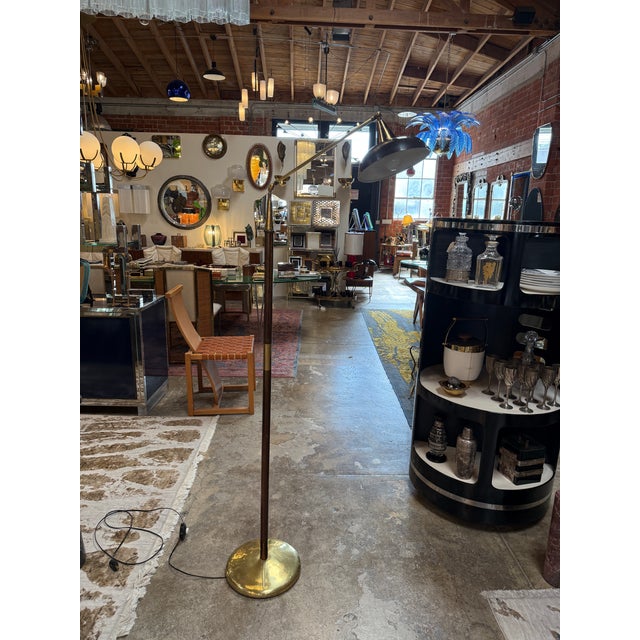 Metal 2 Toned Brass Adjustable Floor Lamp, 1950s For Sale - Image 7 of 9