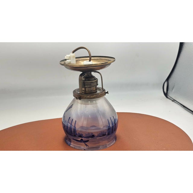 Blue Brass Ceiling Lamp, 1890s For Sale - Image 8 of 8