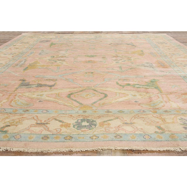 Vintage Modern Pink Oushak Rug - 12'00 X 14'09 For Sale - Image 9 of 10