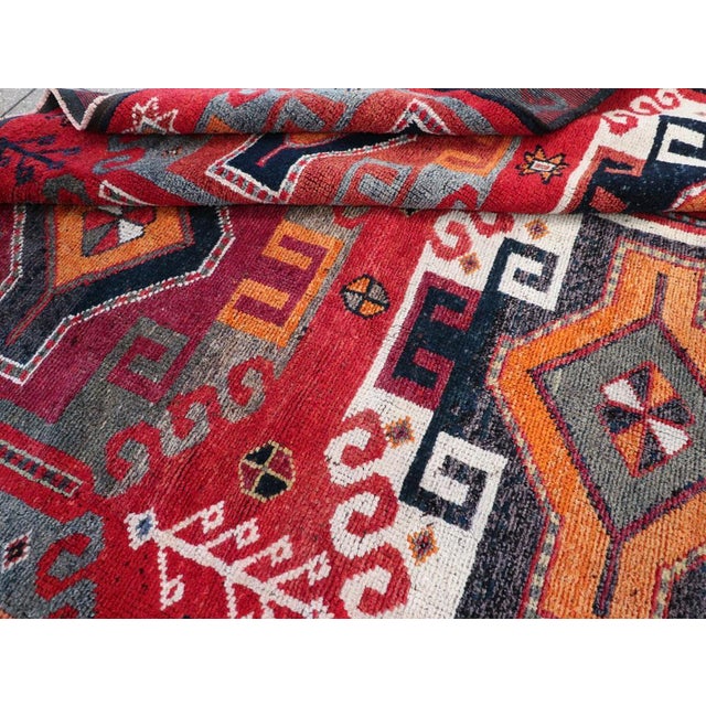 Slate Gray Galerie Shahab Collection Mid-20th Century Handmade Turkish Tribal Square Room Size Carpet For Sale - Image 8 of 8