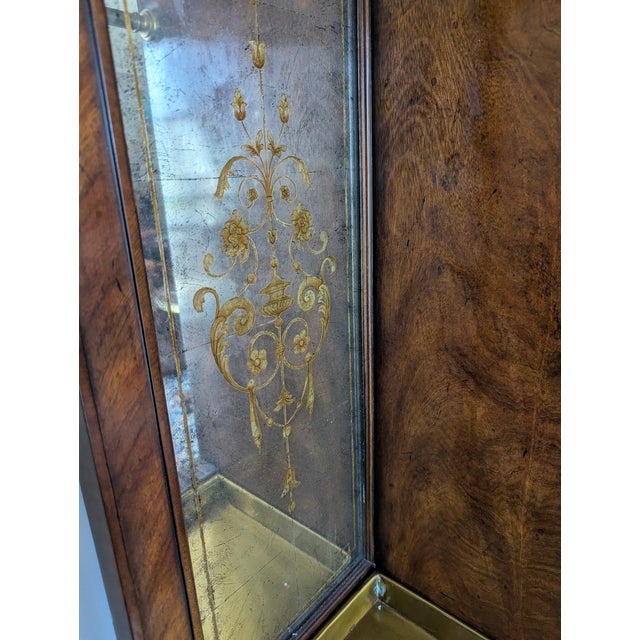 Neoclassical 1930s Theodore Alexander Neoclassical Style Exotic Wood and Brass Umbrella Stand/Cabinet With Etched Glass Cabinets for Additional Storage For Sale - Image 3 of 11