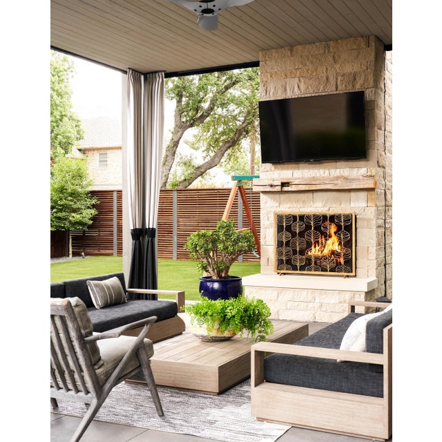 Brilliant Gold Fig Leaf Fireplace Screen Iron For Sale In Dallas - Image 6 of 6