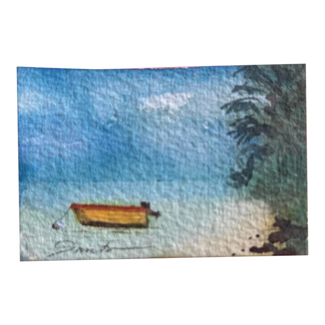 Original Watercolor Miniature “Peaceful Shore” For Sale