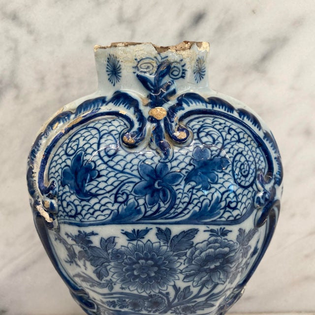 Antique Dutch Delft Blue and White Faience Vase For Sale In Portland, ME - Image 6 of 16