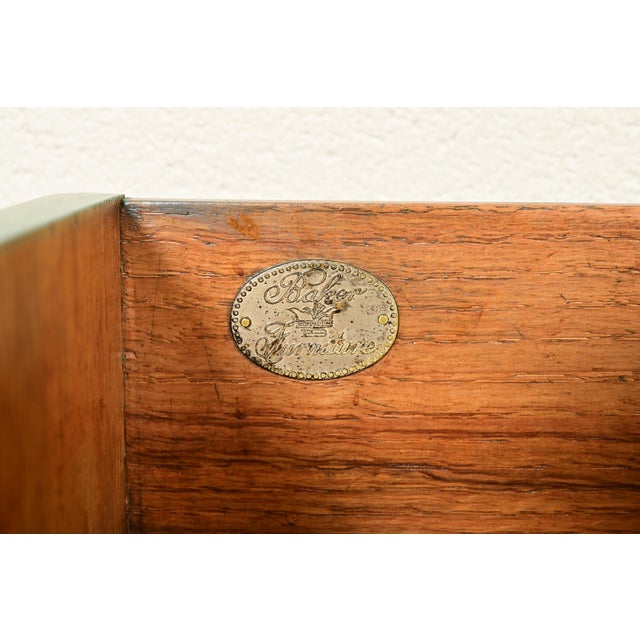 Michael Taylor for Baker Furniture Mid-Century Hollywood Regency Green Lacquer and Cane Campaign Nightstands, Newly Refinished For Sale - Image 9 of 15