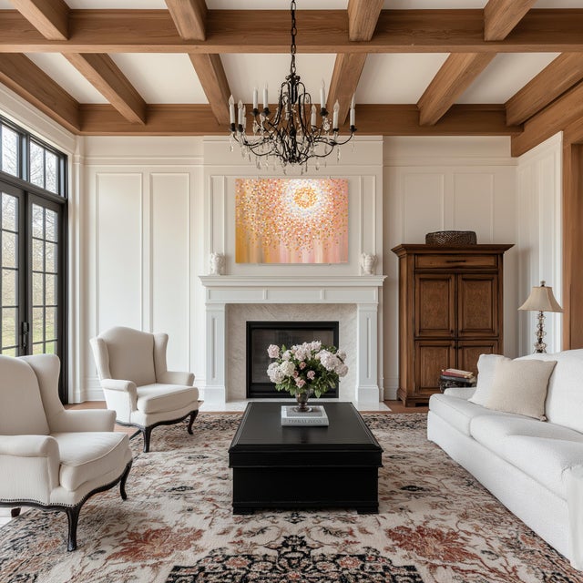 Sun - Abstract Warm Tone Textured Impasto Illuminous Oil Painting on Canvas Original Artwork by Ekaterina Ermilkina For Sale - Image 9 of 9