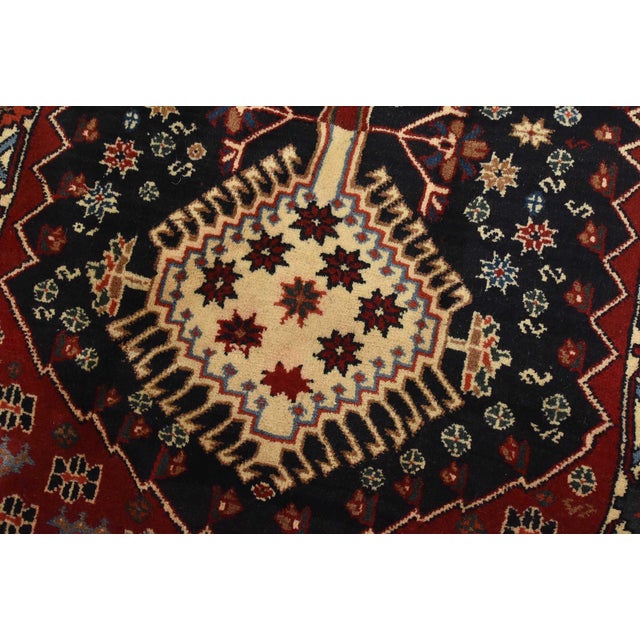 Yalameh Rug 2’9” X 4′ Blue Wool Vintage Tribal Hand-Knotted Oriental Carpet For Sale - Image 4 of 10