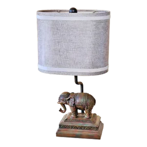 Mid-Century Modern Elephant Table Lamp With Shade by Carolina Pottery