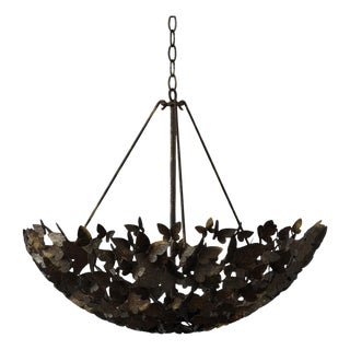 Gold Rubbed Black Butterfly Dish Light For Sale