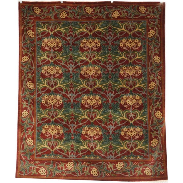 1960s Vintage English William Morris Arts & Crafts Style Agra Rug For Sale - Image 5 of 7