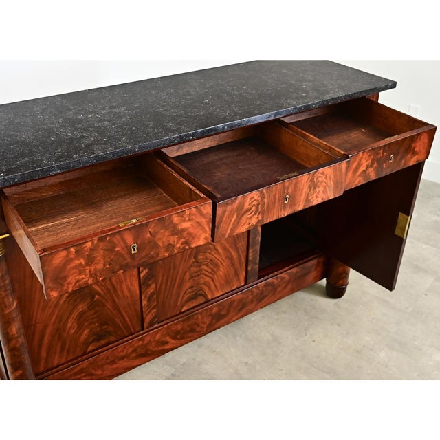 French 19th Century Mahogany Empire Enfilade with Marble Top For Sale - Image 4 of 13