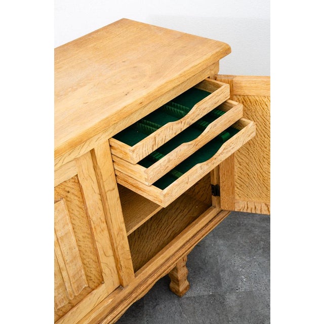 Mid Century Danish Modern Cabinet Credenza 3 Drawer Henning Kjernulf White Oak, Attributed For Sale - Image 10 of 12