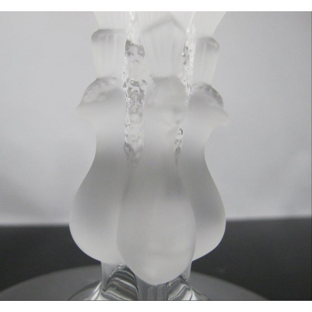 Lalique France Crystal Virginia Peacock Footed Compote Bowl Candy Dish 6 3/4" For Sale - Image 11 of 16