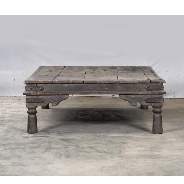 1900 - 1909 Antique Indian Teakwood Low Table For Sale - Image 5 of 7