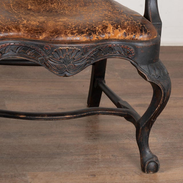 Pair of 19th Century Swedish Black Rococo Armchairs For Sale - Image 11 of 12