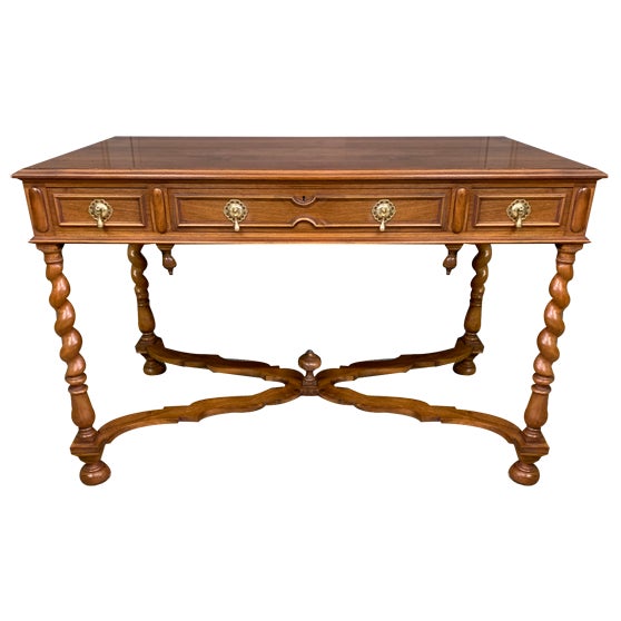 Walnut Barley Twist 3 Drawer Side Table, 1900s For Sale