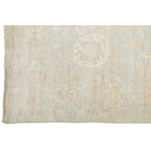 14x19 Contemporary Turkish-Style Oushak Hand-Knotted Wool Rug - Muted Neutral For Sale - Image 9 of 12