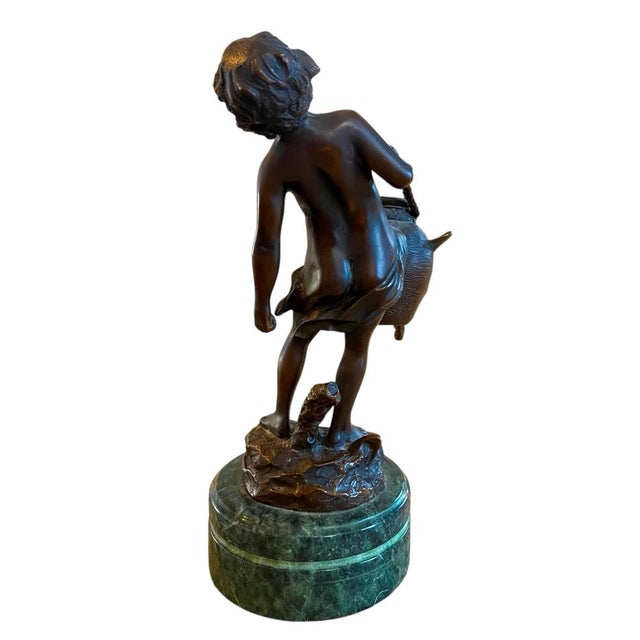 Late 20th Century Late 20th Century French Style Bronze Putti Trio After Auguste Moreau, Marble Bases For Sale - Image 5 of 11