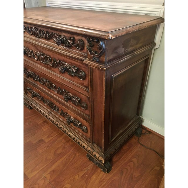 European Walnut Carved Chest of Drawers For Sale - Image 6 of 10