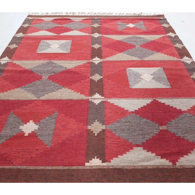 Doris Leslie Blau Vintage Swedish Flat-Weave by Rakel Carlander For Sale - Image 4 of 9