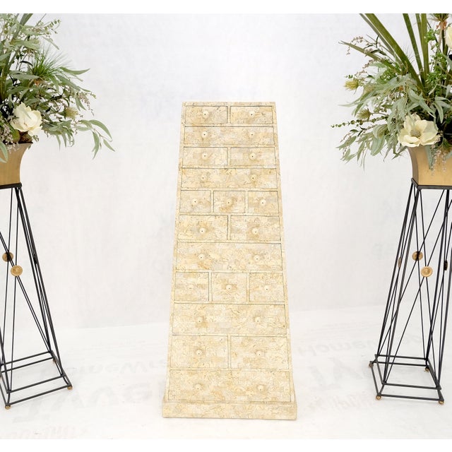 1970s Pyramid Shape Tessellated Stone Marble Ball Pulls High Chest Dresser Drawer For Sale - Image 5 of 12