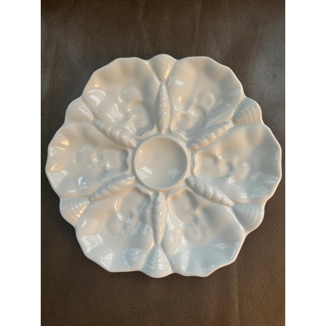 Mid 20th Century White Porcelain Oyster Plates - a Pair For Sale - Image 4 of 12