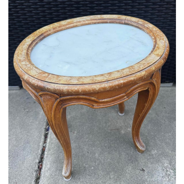 Vintage Louis XV Style Marble Top Accent Table For Sale - Image 4 of 12