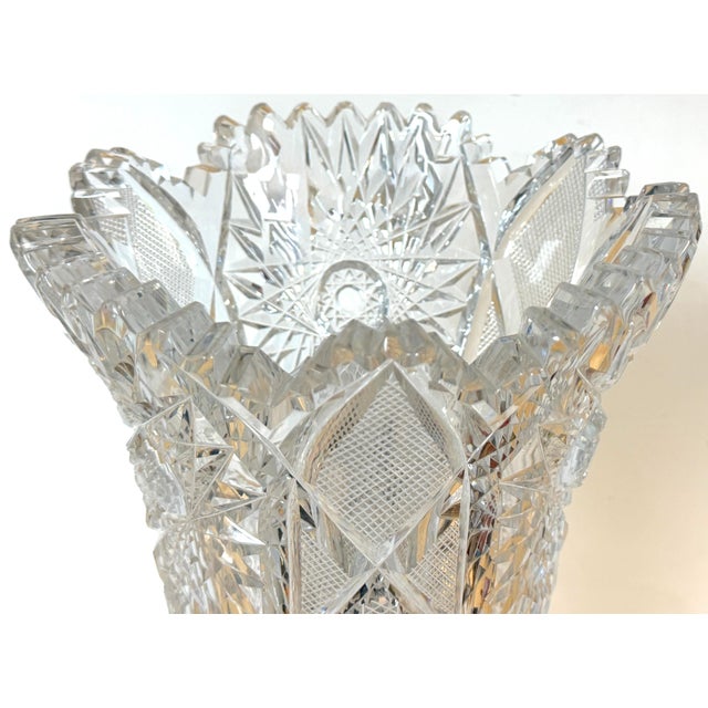 Monumental American Brilliant Period Exhibition Cut Glass Trumpet Vase, Hawkes For Sale - Image 15 of 18
