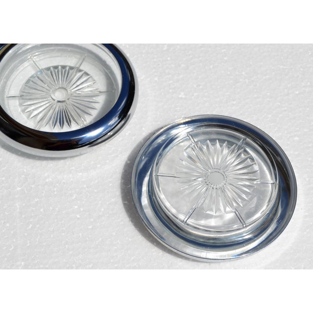 1980s Leonard Style Italy Silverplate & Crystal Wine Glass Coasters- Set of 4 For Sale - Image 10 of 12