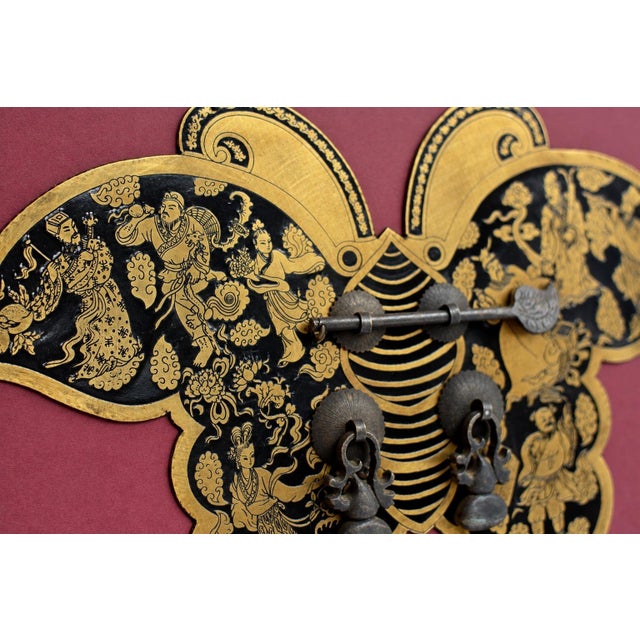 Metal Vintage Brass Hardware Butterfly Shadow Box Art Asian Chinese For Sale - Image 7 of 15