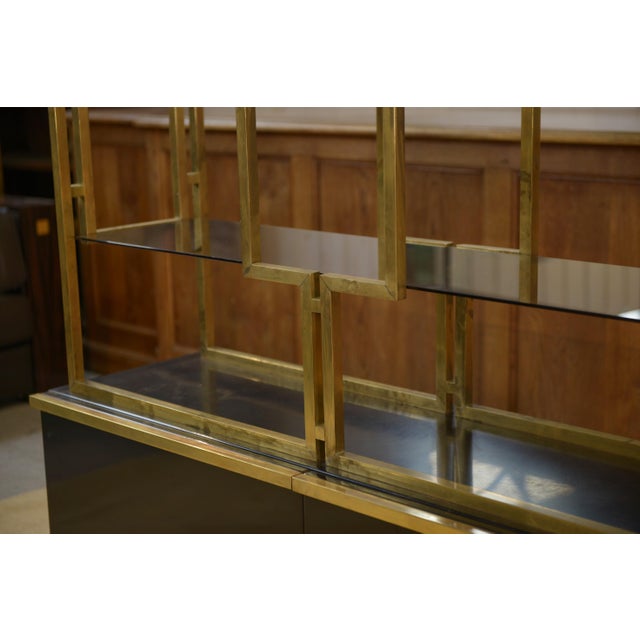 Brass, Lacquered Wood and Smoked Glass Shelf from Kim Moltzer, 1970s For Sale - Image 4 of 13