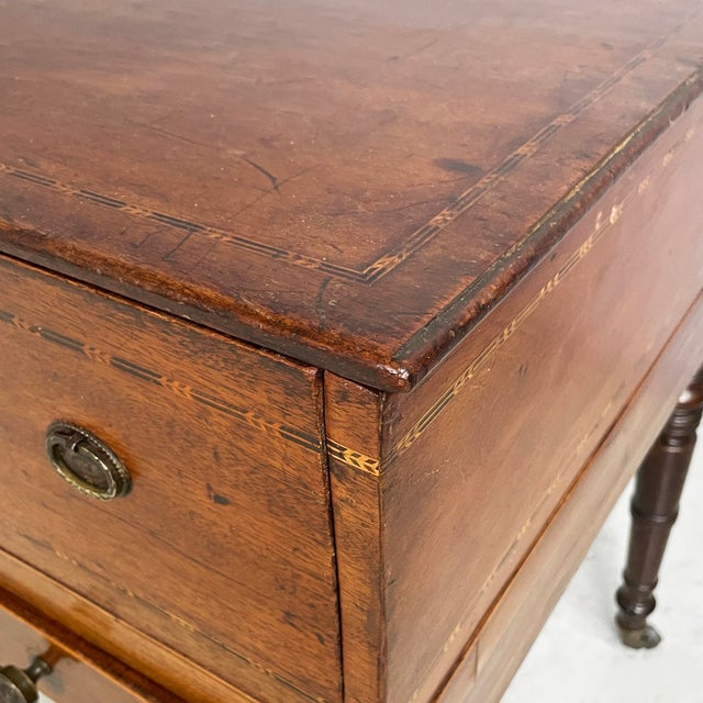 Italian Desk in Wood with Drawers and Brass Handles, Late 1800s For Sale - Image 6 of 18