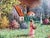 Impressionist W. Hodges Signed Oil Painting on Canvas River Cottage Floral Landscape For Sale - Image 3 of 6