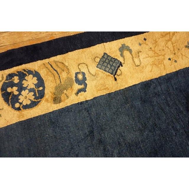 Antique Blue Wool Peking Hallway Runner - 1920s Chinese Hand-Knotted Rug, Circa Date: 1920s. This exquisite Peking runner,...