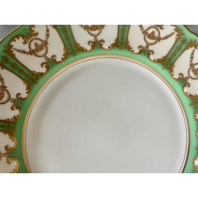 1920s 1920s Royal Doulton Sevres Green & Gold Gilt Dinner Plates - Set of 12 For Sale - Image 5 of 18