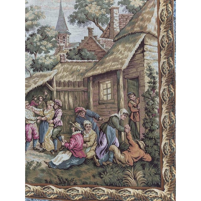 "Exquisite Aubusson-style mid century tapestry featuring a captivating design inspired by the 17th-century Flemish painter...