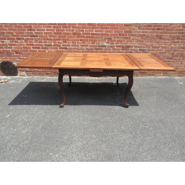 Antique French Oak Draw Leafe Table 1900s For Sale - Image 6 of 9