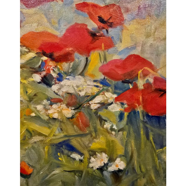 Babken Kolozian - Red Poppy Field 1979-Original Armenian Mid-Century Oil Painting For Sale - Image 9 of 13