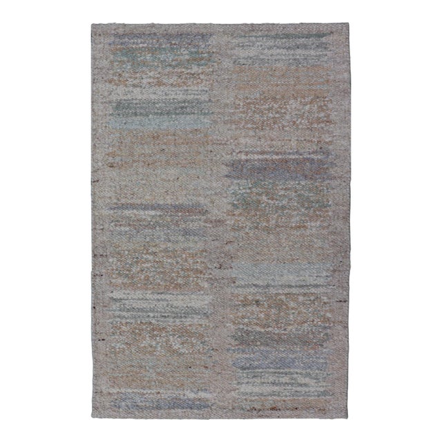 Modern Scandinavian Flat-Weave Rug Design With Modern Design in Natural Colors For Sale