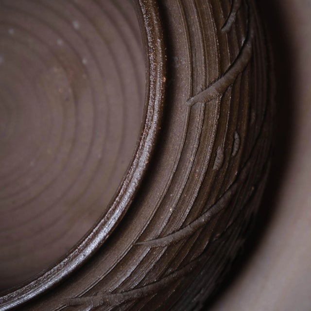 Vintage Textured Brown Earthenware Bowl For Sale In Tulsa - Image 6 of 7