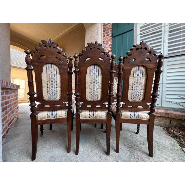 Set 6 Antique French Dining Chairs Renaissance Carved Oak Black Forest C1880 For Sale - Image 11 of 18