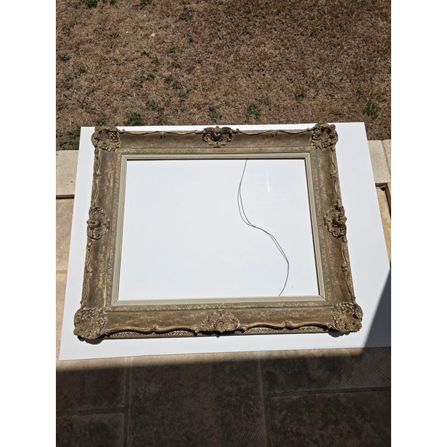 Antique Wood Frame With Carved Gesso Details and Painted Finish For Sale - Image 17 of 18