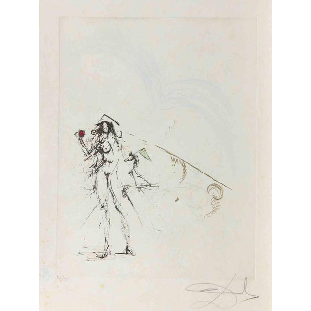 Etching and drypoint realized in 1968. Table from the Series "Les Amours de Cassandre", published by Argillet, Paris....