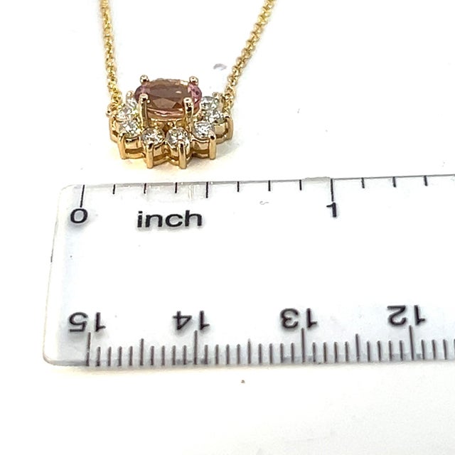 Natural Tourmaline Diamond Pendant Necklace 18" 14k YG 1.40 TCW Certified For Sale - Image 11 of 12