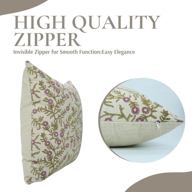 Contemporary Fabdivine Block Print Pillow Cover, Shejan- 20x20 For Sale - Image 3 of 5