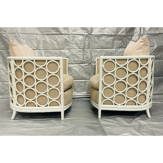 Wood Pair of American Rattan Barrel Chairs by McGuire, Usa 1980s For Sale - Image 7 of 18