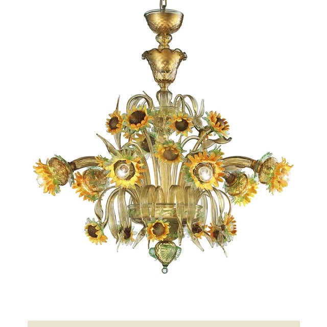 Contemporary Venetian Sunflowers Murano Glass Chandelier For Sale - Image 12 of 12