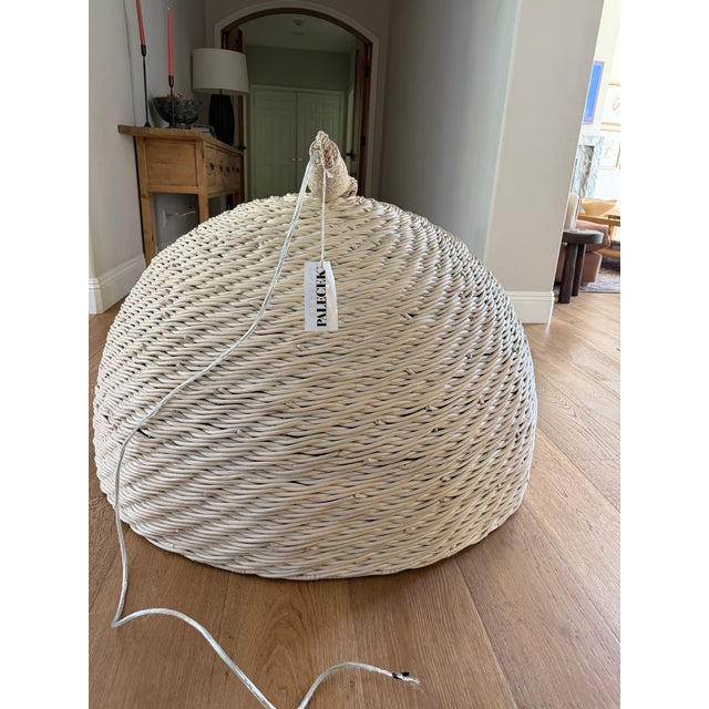 Wood Palecek Wisteria Oversized Pendant, White Washed For Sale - Image 7 of 7