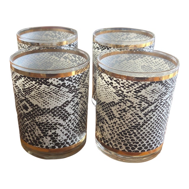 Late 20th Century Black and White Glasses - Set of 4 For Sale