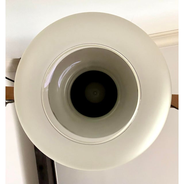 1960s Space Age Brushed Aluminum & Frosted Glass Pendant Lights a Pair For Sale - Image 4 of 10